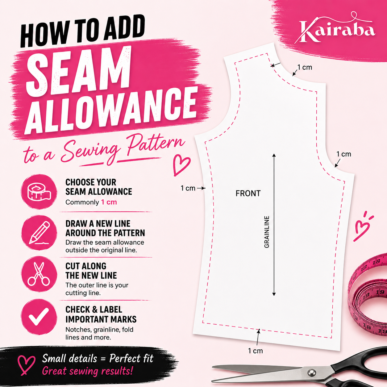 How to Add Seam Allowance to a Sewing Pattern – Kairaba