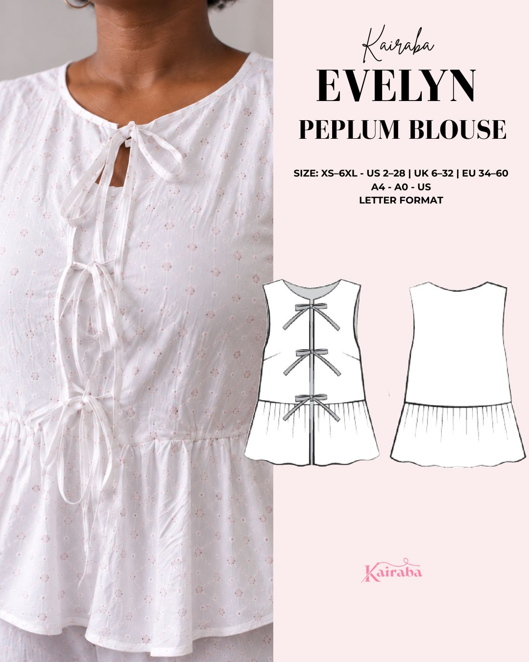 Evelyn Peplum Blouse Sewing Pattern